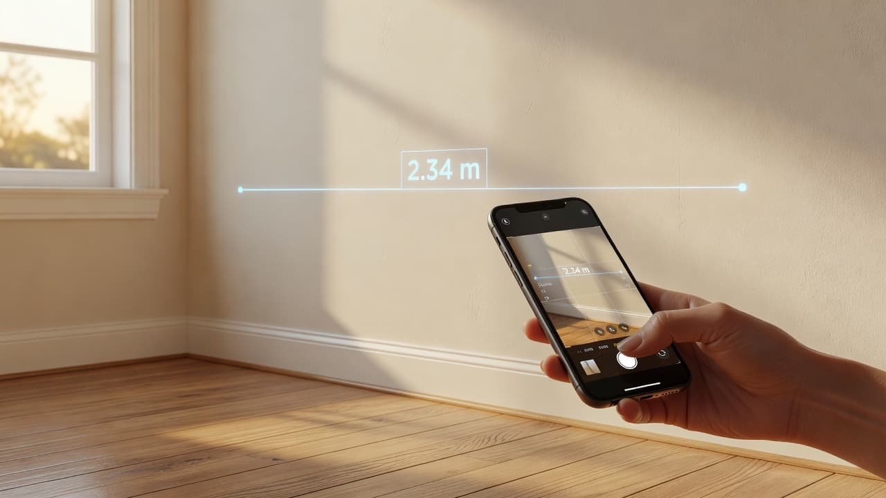 AR measurement app measuring a wall with iPhone without a tape measure